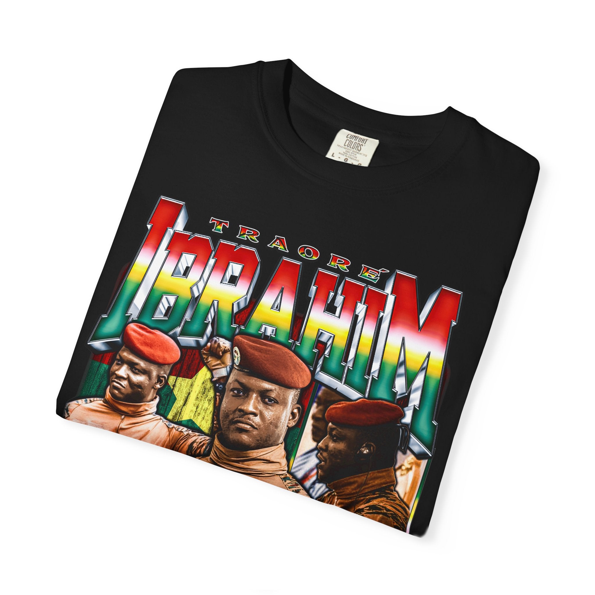 Ibrahim Traoré Portrait T-shirt Black | Burkina Faso President Political Tee Relaxed Fit | High Quality Garment