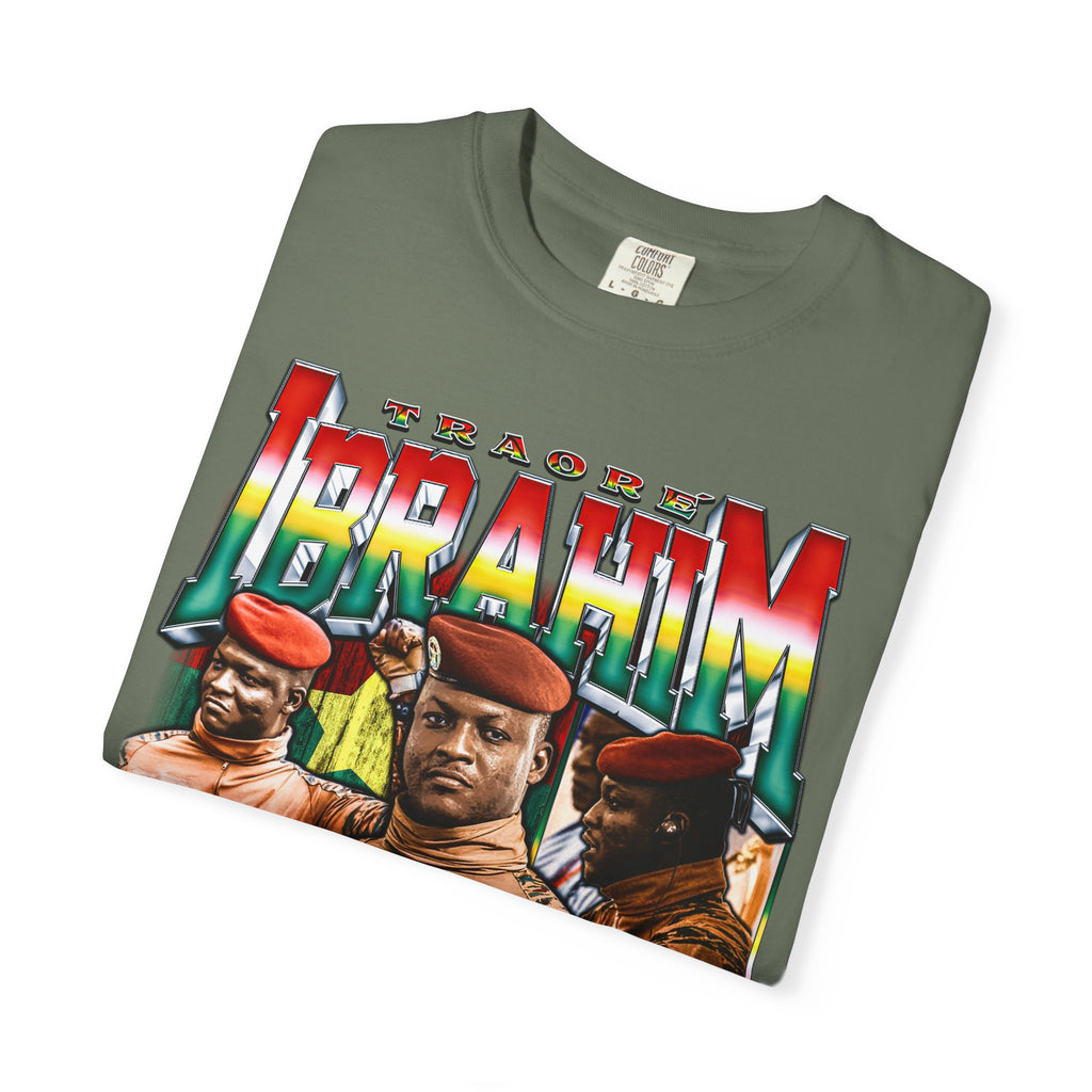 Ibrahim Traoré Portrait T-shirt Moss | Burkina Faso President Political Tee Relaxed Fit | High Quality Garment