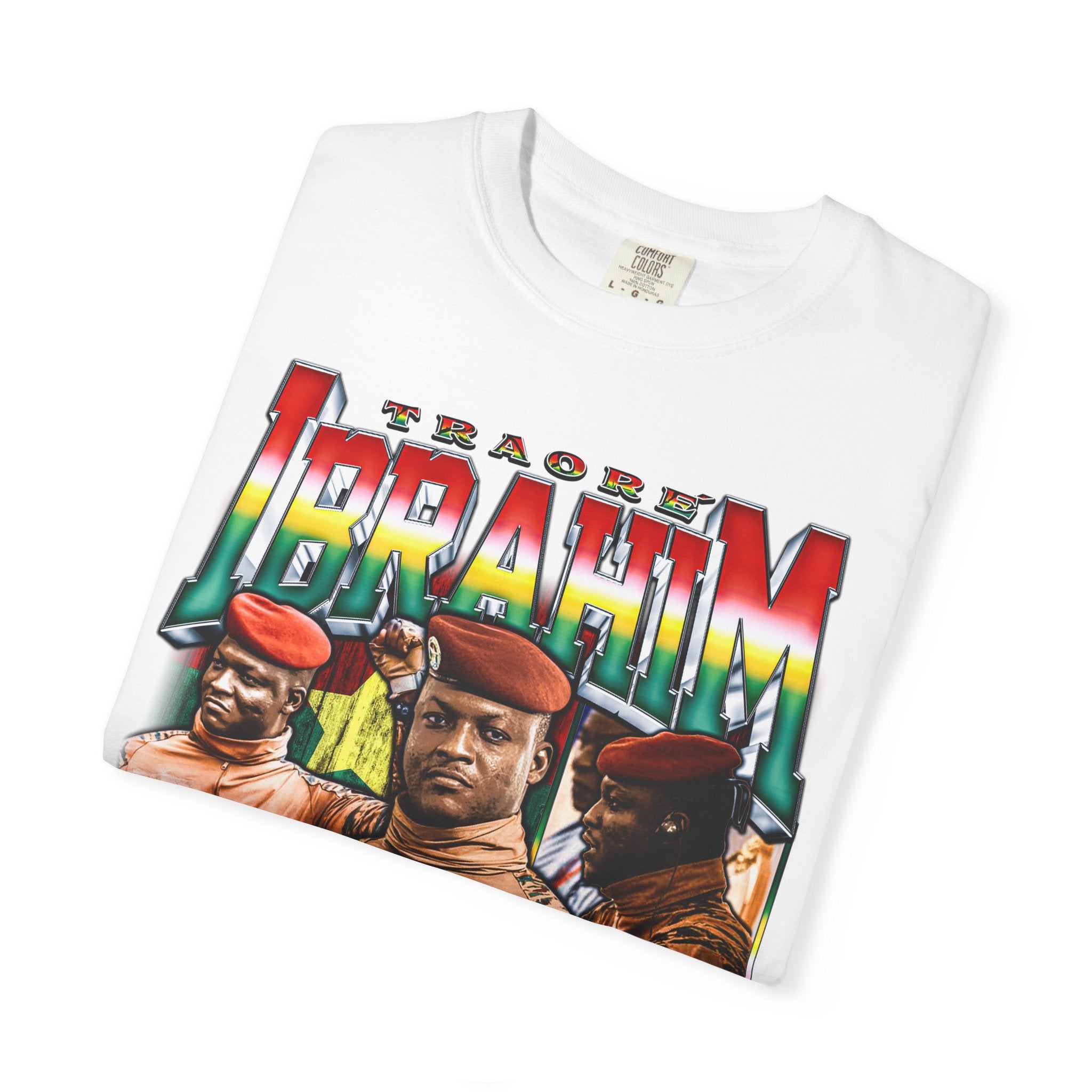 Ibrahim Traoré Portrait T-shirt White | Burkina Faso President Political Tee Relaxed Fit | High Quality Garment