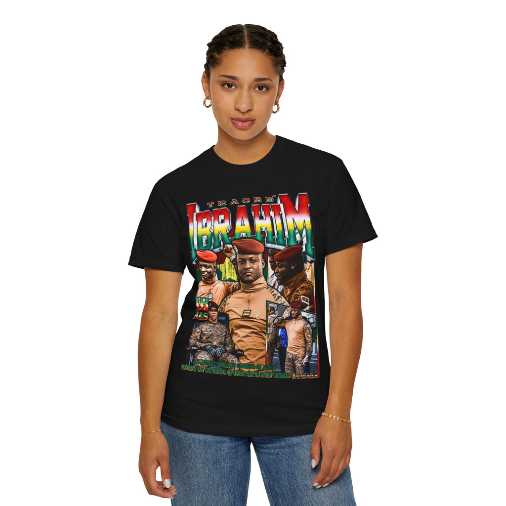 Ibrahim Traoré Portrait T-shirt Black | Burkina Faso President Political Tee Relaxed Fit | High Quality Garment